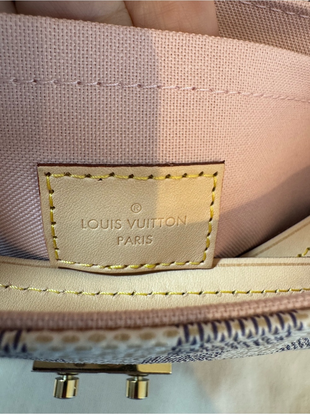 Louis Vuitton Damier Azur Canvas Top Handle Satchel with Gold Hardware - Picture 9 of 12